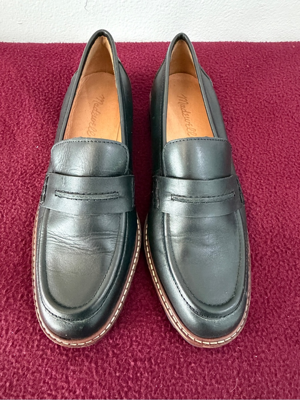 Madewell Original Grand Wingtip Oxford? Leather Loafers in Black Size US 6.5 M